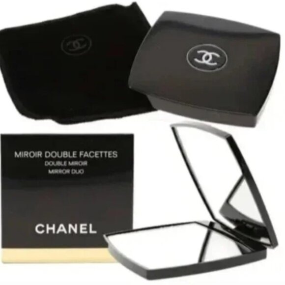 AUTHENTIC CHANEL MIRROR DOUBLE FACETTES MIRROR DUO COMPACT CLASSIC BLACK - Picture 3 of 6